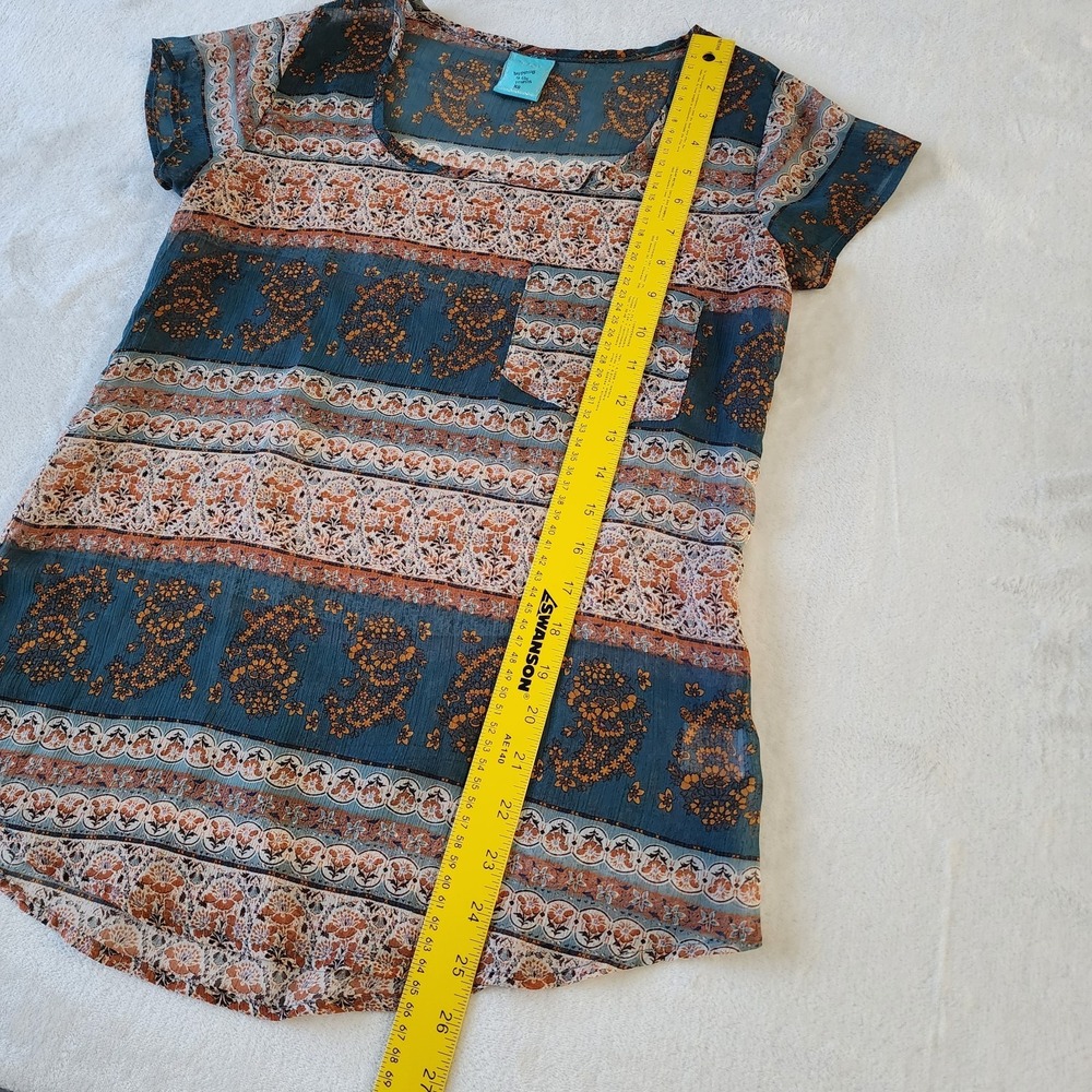 HIP Blouse Womens XS Sheer Lightweight Fairy Hippie Cottagecore Mesh Made In USA - Picture 7 of 11